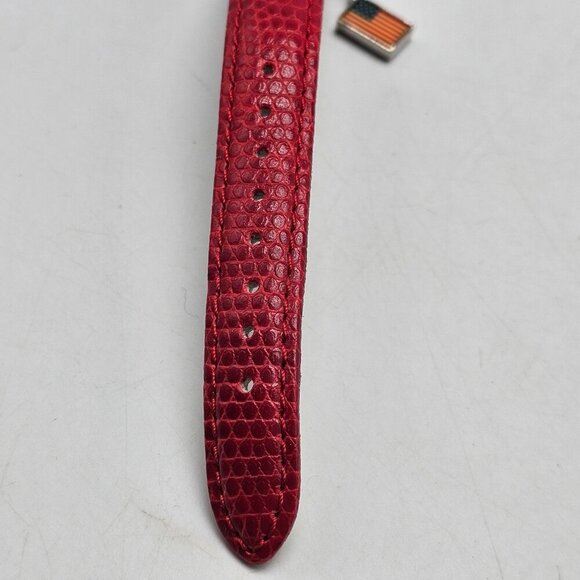 Nine West Womens Patriotic Watch With Red Faux Leather Strap Silver Tone Case - Picture 6 of 11